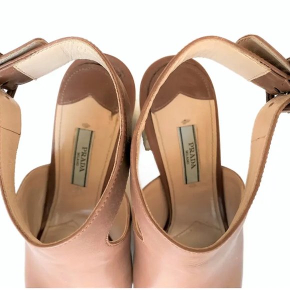 Prada Brown Leather Heeled Sandals - IT 40 - Picture 3 of 16